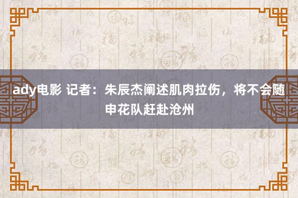 ady电影 记者：朱辰杰阐述肌肉拉伤，将不会随申花队赶赴沧州