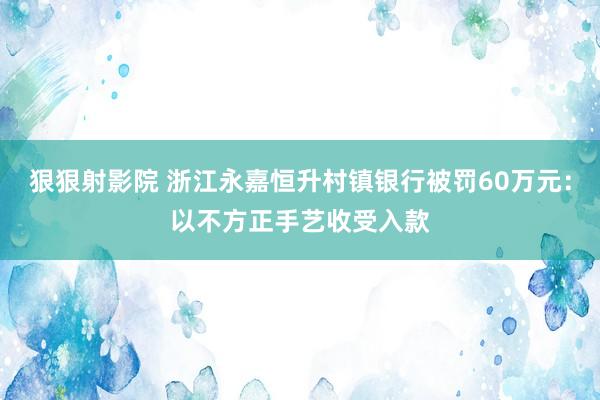 狠狠射影院 浙江永嘉恒升村镇银行被罚60万元：以不方正手艺收受入款