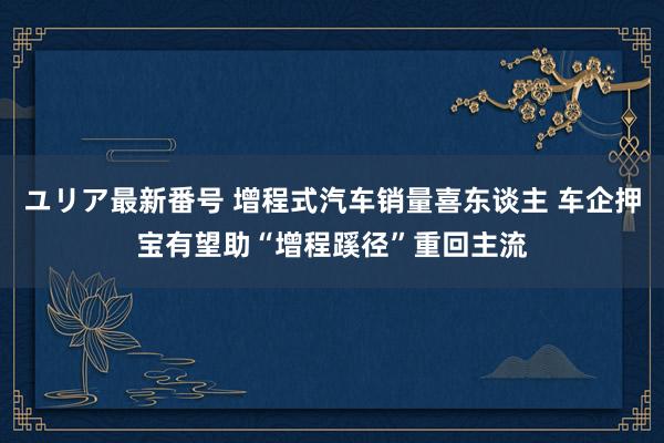 ユリア最新番号 增程式汽车销量喜东谈主 车企押宝有望助“增程蹊径”重回主流