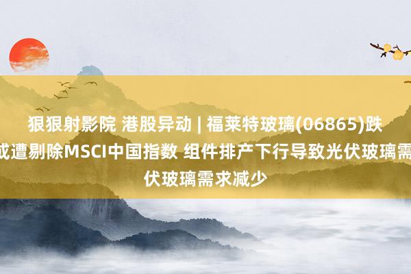 狠狠射影院 港股异动 | 福莱特玻璃(06865)跌逾3% 或遭剔除MSCI中国指数 组件排产下行导致光伏玻璃需求减少