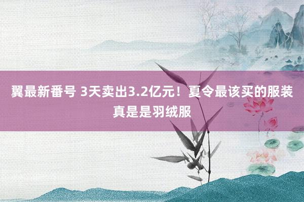 翼最新番号 3天卖出3.2亿元！夏令最该买的服装真是是羽绒服