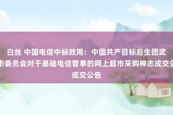 白丝 中国电信中标效用：中国共产目标后生团武冈市委员会对于基础电信管事的网上超市采购神志成交公告