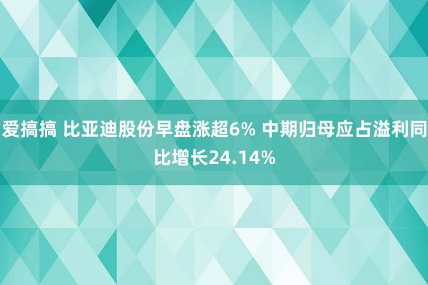 爱搞搞 比亚迪股份早盘涨超6% 中期归母应占溢利同比增长24.14%